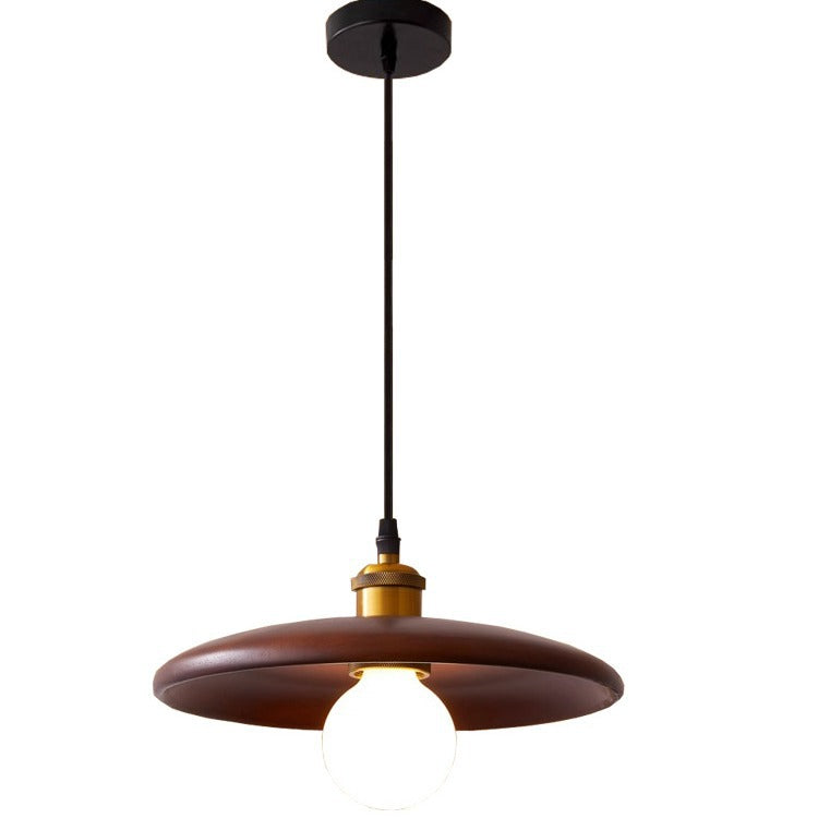Traditional Chinese Round Iron Glass 1-Light Pendant Light For Living Room
