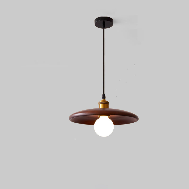 Traditional Chinese Round Iron Glass 1-Light Pendant Light For Living Room