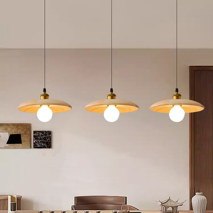 Traditional Chinese Round Iron Glass 1-Light Pendant Light For Living Room