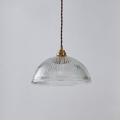 Striped Glass Pendant Light In Industrial Contemporary Style With Dome Shade