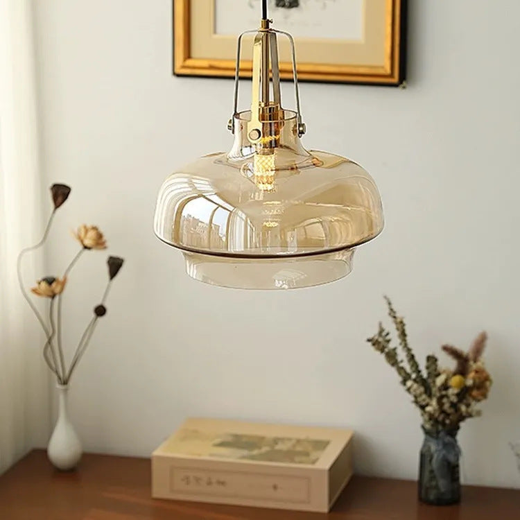 Contemporary Scandinavian Dome Iron & Glass 1-Light Pendant Light For Bedroom