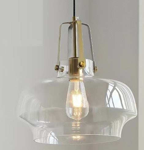 Contemporary Scandinavian Dome Iron & Glass 1-Light Pendant Light For Bedroom