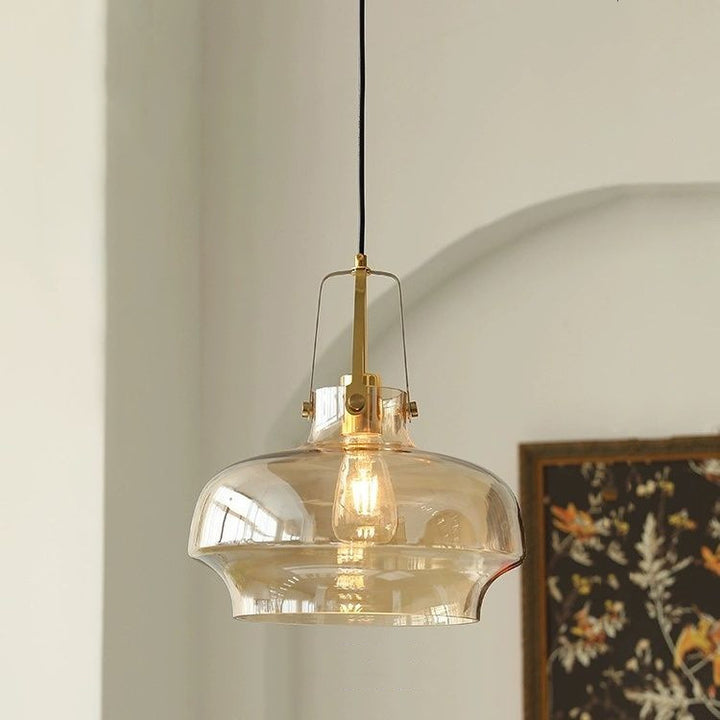 Zeitgenössische skandinavische Kuppel aus Eisen und Glas 1-Licht-Pendelleuchte für das Schlafzimmer 