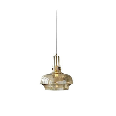 Contemporary Scandinavian Dome Iron & Glass 1-Light Pendant Light For Bedroom