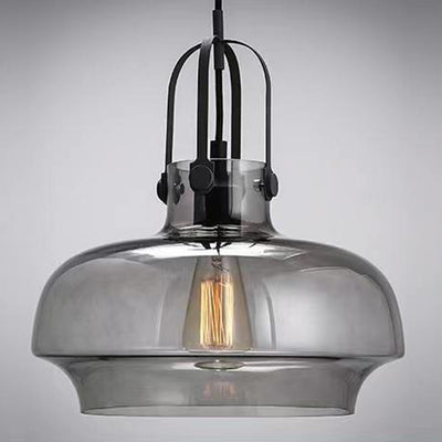 Contemporary Scandinavian Dome Iron & Glass 1-Light Pendant Light For Bedroom
