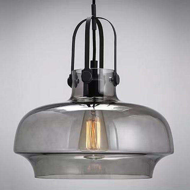 Contemporary Scandinavian Dome Iron & Glass 1-Light Pendant Light For Bedroom