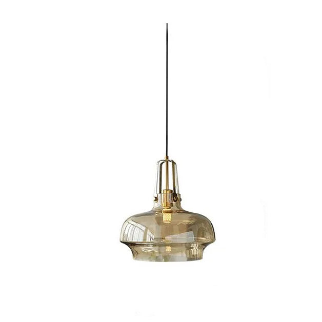 Contemporary Scandinavian Dome Iron & Glass 1-Light Pendant Light For Bedroom