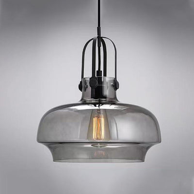 Contemporary Scandinavian Dome Iron & Glass 1-Light Pendant Light For Bedroom
