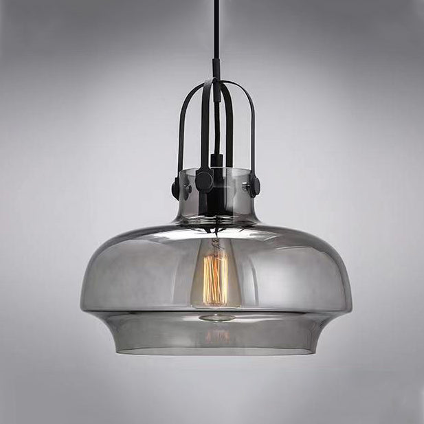 Contemporary Scandinavian Dome Iron & Glass 1-Light Pendant Light For Bedroom