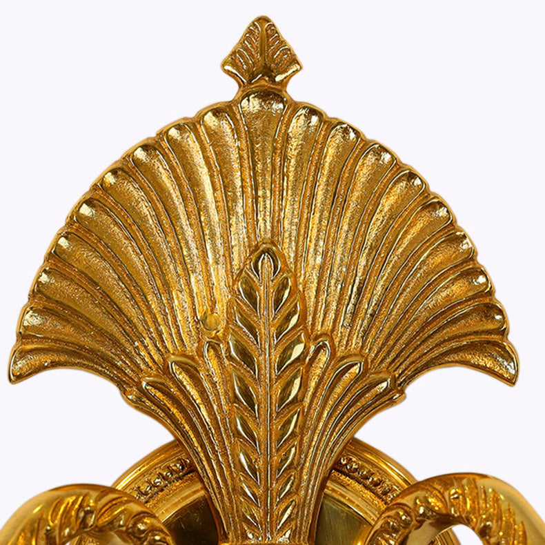 Traditional French Candle-Shaped Full Brass Crystal 2-Light Wall Sconce Lamp For Living Room