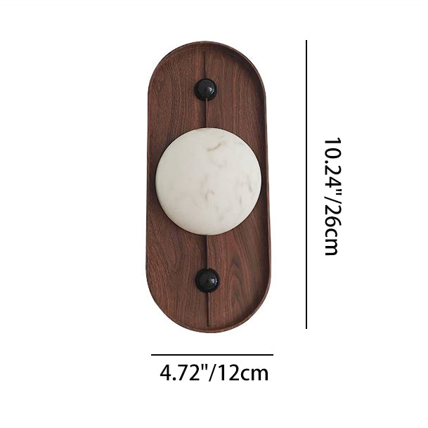 Traditional Vintage Oval Iron Natural Marble LED Wall Sconce Lamp For Bedroom