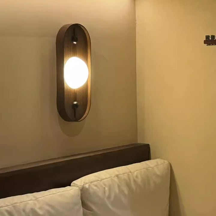 Traditional Vintage Oval Iron Natural Marble LED Wall Sconce Lamp For Bedroom