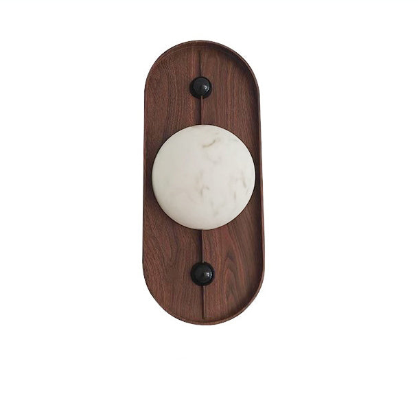 Traditional Vintage Oval Iron Natural Marble LED Wall Sconce Lamp For Bedroom