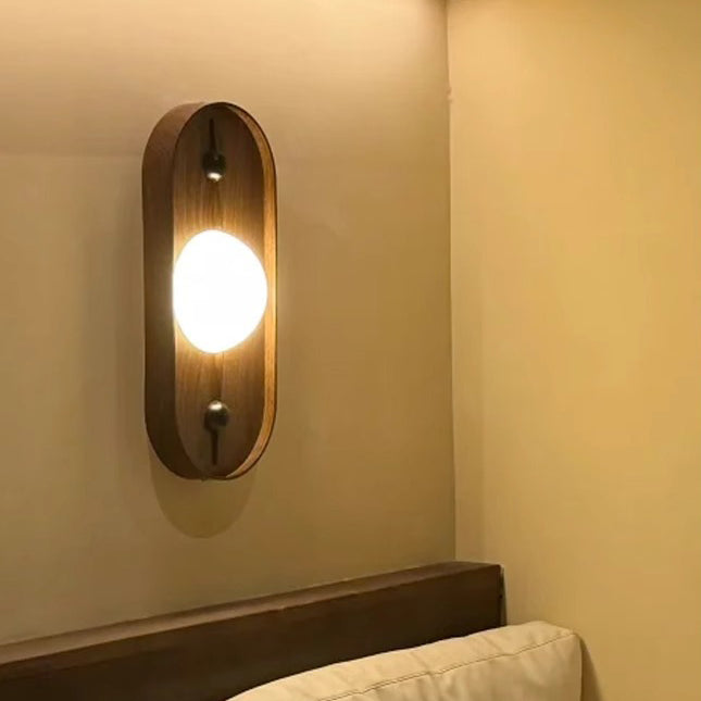 Traditional Vintage Oval Iron Natural Marble LED Wall Sconce Lamp For Bedroom