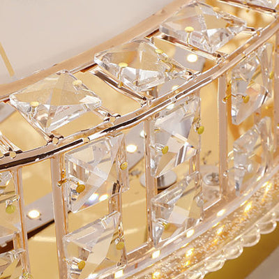 Modern Luxury Round Crystal Glass Acrylic Metal LED Flush Mount Ceiling Light For Bedroom