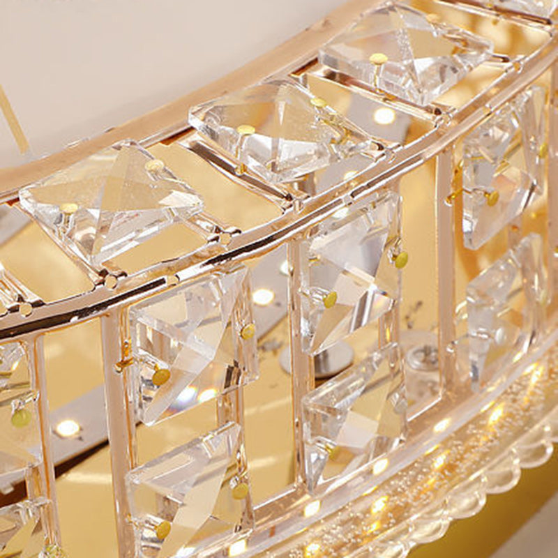 Modern Luxury Round Crystal Glass Acrylic Metal LED Flush Mount Ceiling Light For Bedroom