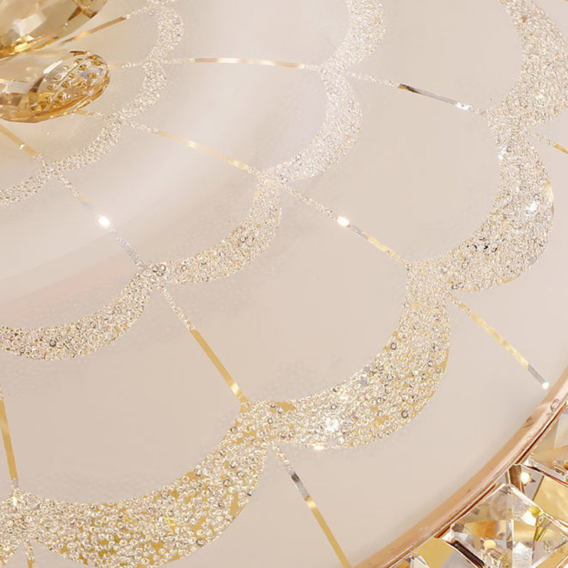 Modern Luxury Round Crystal Glass Acrylic Metal LED Flush Mount Ceiling Light For Bedroom