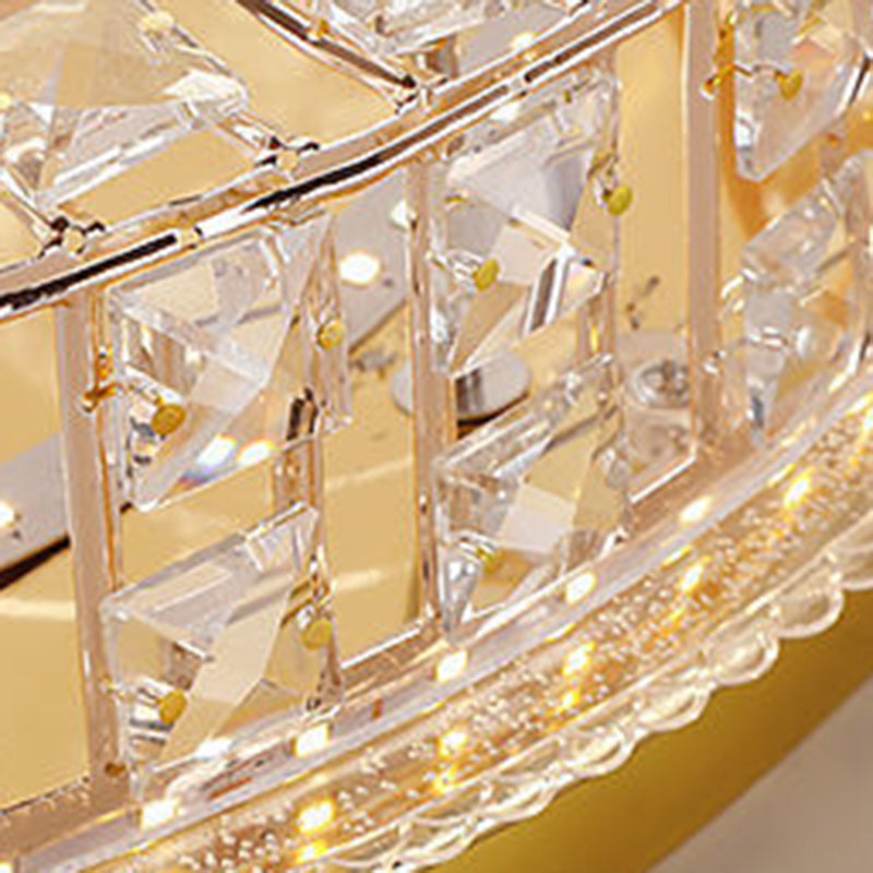 Modern Luxury Round Crystal Glass Acrylic Metal LED Flush Mount Ceiling Light For Bedroom