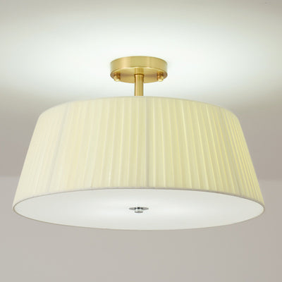 Contemporary Scandinavian Tapered Fabric Shade Iron Acrylic 3/5 Light Semi-Flush Mount Ceiling Light For Bedroom