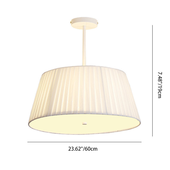 Zeitgenössische skandinavische konische Stoffschirm Eisen Acryl 3/5 Licht Semi-Flush Deckenleuchte für Schlafzimmer 