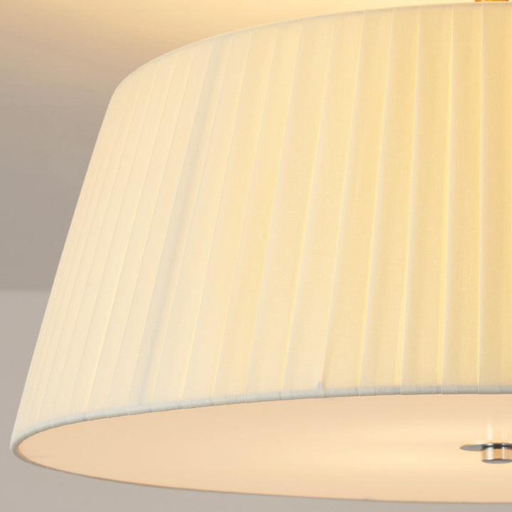 Zeitgenössische skandinavische konische Stoffschirm Eisen Acryl 3/5 Licht Semi-Flush Deckenleuchte für Schlafzimmer 