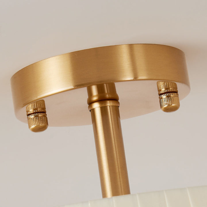 Zeitgenössische skandinavische konische Stoffschirm Eisen Acryl 3/5 Licht Semi-Flush Deckenleuchte für Schlafzimmer 