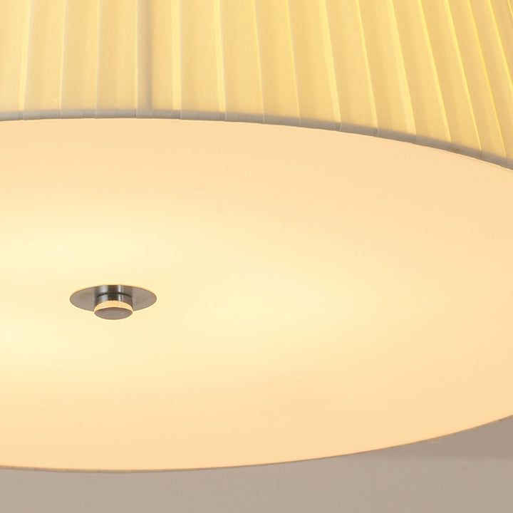 Zeitgenössische skandinavische konische Stoffschirm Eisen Acryl 3/5 Licht Semi-Flush Deckenleuchte für Schlafzimmer 