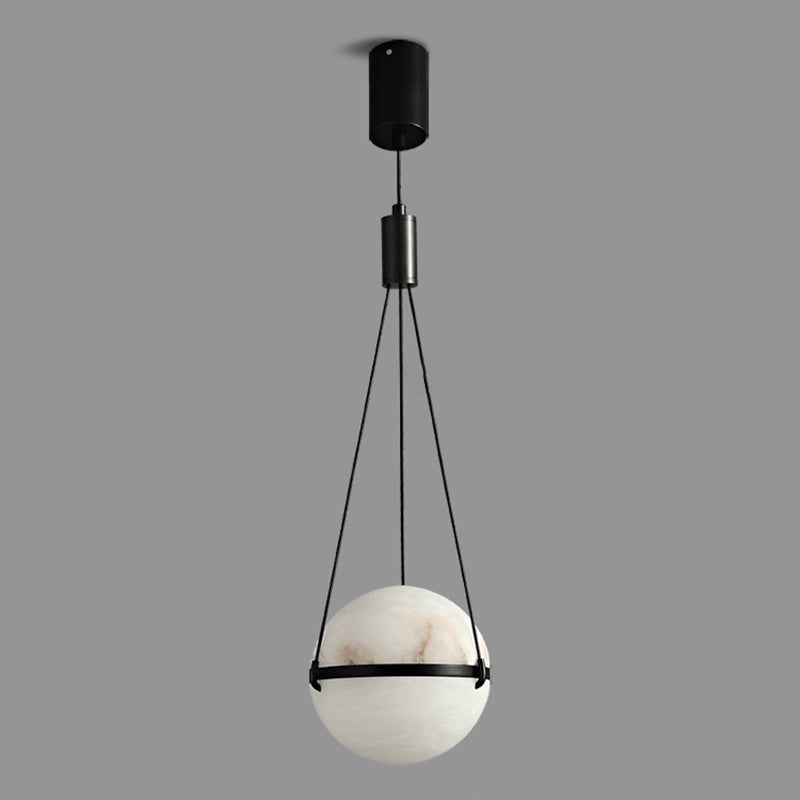 Art déco moderne sophistiqué sphérique en cuivre marbre LED suspension pour chambre 