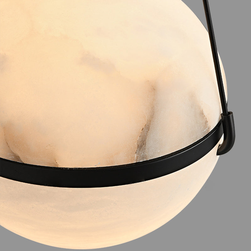 Art déco moderne sophistiqué sphérique en cuivre marbre LED suspension pour chambre 