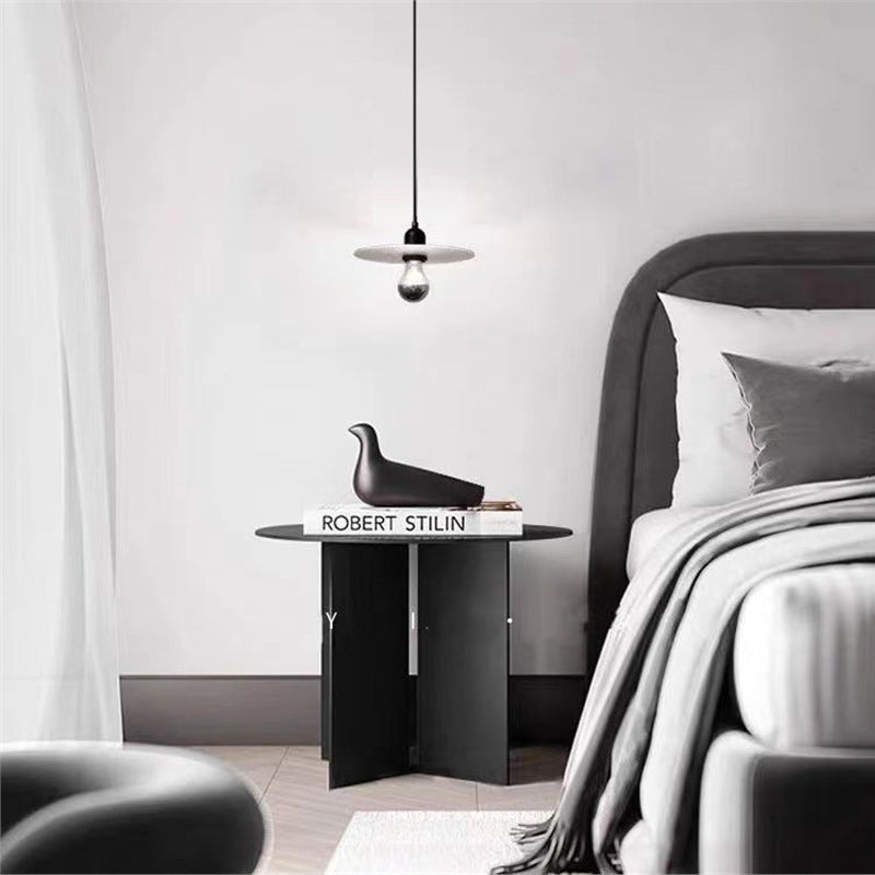 Lustre à suspension moderne minimaliste en forme de soucoupe volante en fer et verre dépoli à 1 lumière pour chambre 