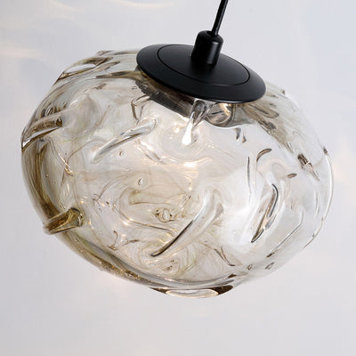 Modern Art Deco Height Adjustable Globe Colored Glass Metal LED Pendant Light For Bedroom
