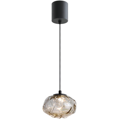 Modern Art Deco Height Adjustable Globe Colored Glass Metal LED Pendant Light For Bedroom
