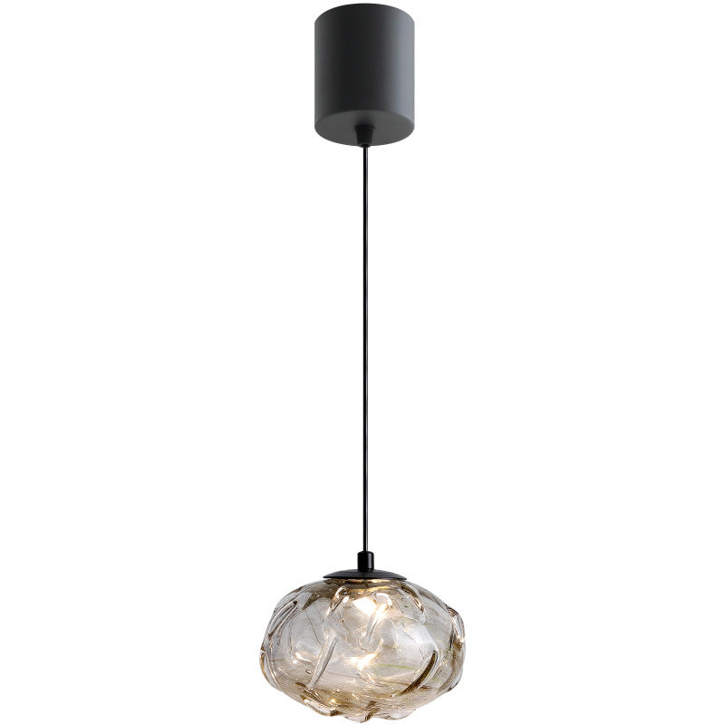 Modern Art Deco Height Adjustable Globe Colored Glass Metal LED Pendant Light For Bedroom