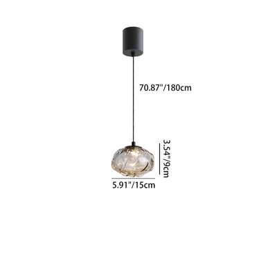 Modern Art Deco Height Adjustable Globe Colored Glass Metal LED Pendant Light For Bedroom