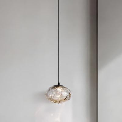 Modern Art Deco Height Adjustable Globe Colored Glass Metal LED Pendant Light For Bedroom