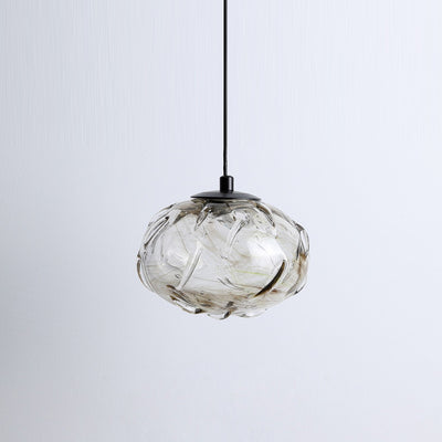 Modern Art Deco Height Adjustable Globe Colored Glass Metal LED Pendant Light For Bedroom