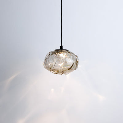 Modern Art Deco Height Adjustable Globe Colored Glass Metal LED Pendant Light For Bedroom
