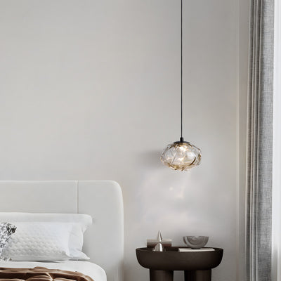 Modern Art Deco Height Adjustable Globe Colored Glass Metal LED Pendant Light For Bedroom