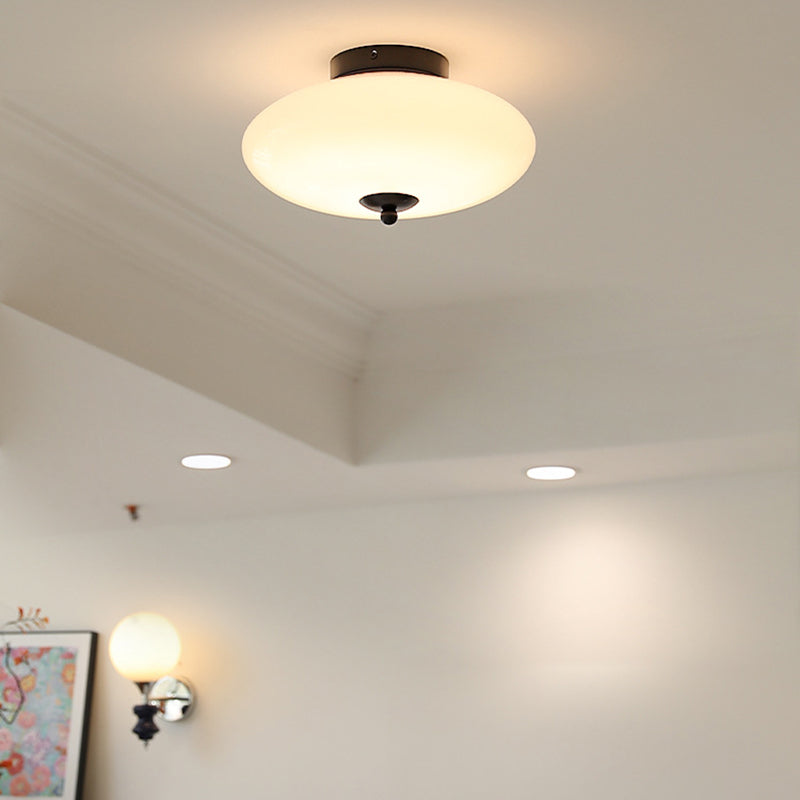 Moderne Mid-Century Bauhaus Runde Eisen Glas LED Semi-Flush Deckenleuchte Für Schlafzimmer 