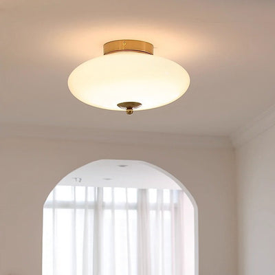 Moderne Mid-Century Bauhaus Runde Eisen Glas LED Semi-Flush Deckenleuchte Für Schlafzimmer 