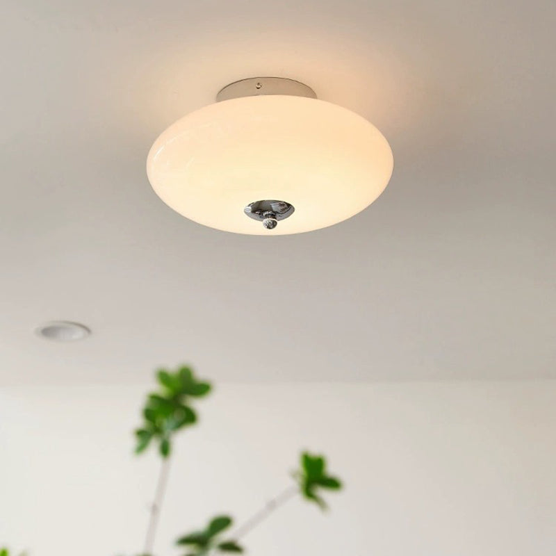 Moderne Mid-Century Bauhaus Runde Eisen Glas LED Semi-Flush Deckenleuchte Für Schlafzimmer 