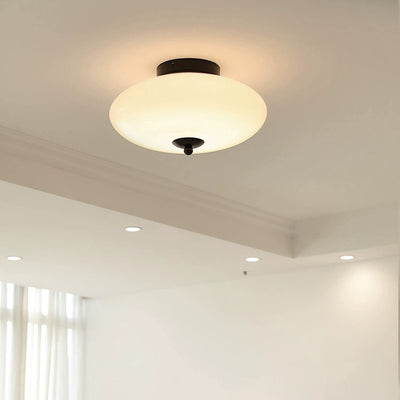 Moderne Mid-Century Bauhaus Runde Eisen Glas LED Semi-Flush Deckenleuchte Für Schlafzimmer 
