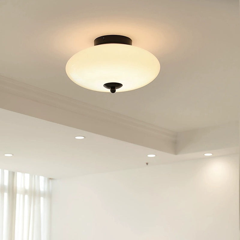 Moderne Mid-Century Bauhaus Runde Eisen Glas LED Semi-Flush Deckenleuchte Für Schlafzimmer 