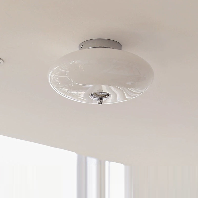 Moderne Mid-Century Bauhaus Runde Eisen Glas LED Semi-Flush Deckenleuchte Für Schlafzimmer 