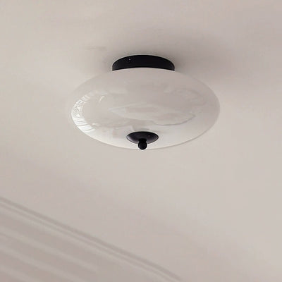 Moderne Mid-Century Bauhaus Runde Eisen Glas LED Semi-Flush Deckenleuchte Für Schlafzimmer 
