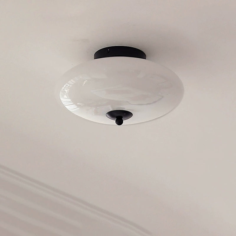 Moderne Mid-Century Bauhaus Runde Eisen Glas LED Semi-Flush Deckenleuchte Für Schlafzimmer 