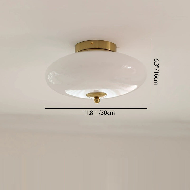 Moderne Mid-Century Bauhaus Runde Eisen Glas LED Semi-Flush Deckenleuchte Für Schlafzimmer 