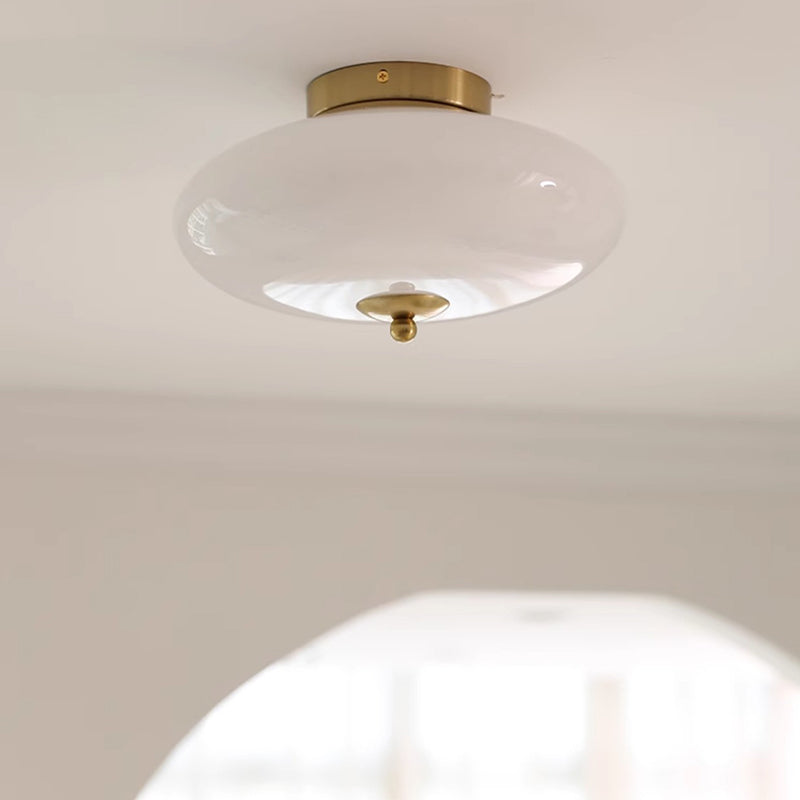 Moderne Mid-Century Bauhaus Runde Eisen Glas LED Semi-Flush Deckenleuchte Für Schlafzimmer 