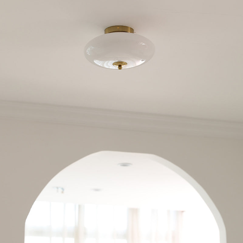 Moderne Mid-Century Bauhaus Runde Eisen Glas LED Semi-Flush Deckenleuchte Für Schlafzimmer 
