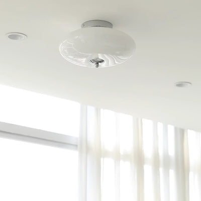 Moderne Mid-Century Bauhaus Runde Eisen Glas LED Semi-Flush Deckenleuchte Für Schlafzimmer 